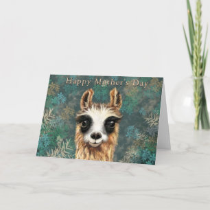 Carte de fête des mères avec Curious Baby Llama