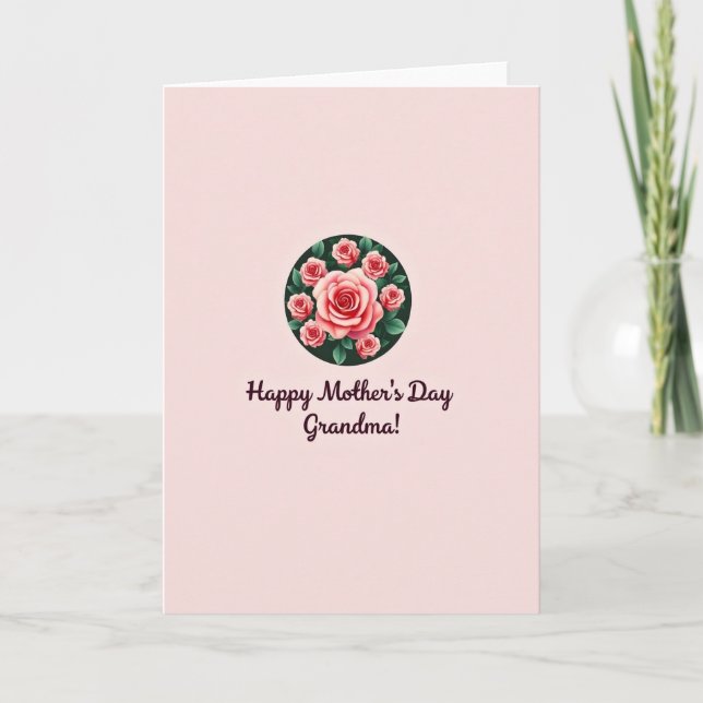 Carte de fête des mères avec emblème de rose (Devant)