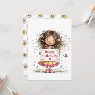 Carte de fête des mères avec illustration d'enfant