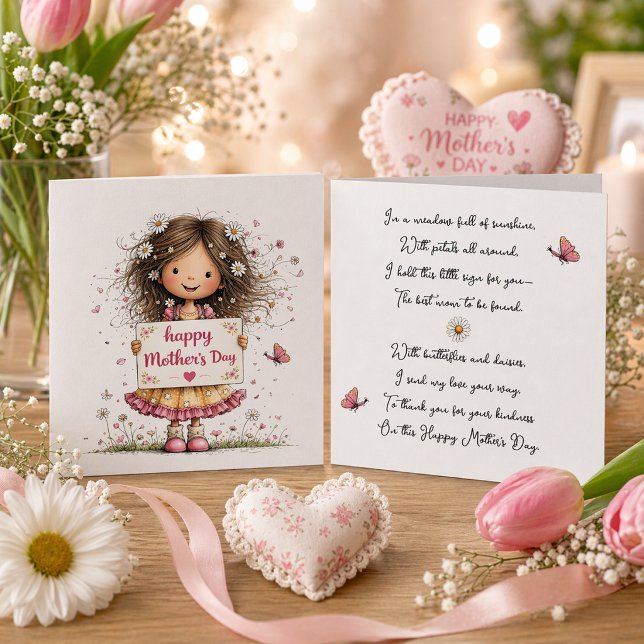 Carte de fête des mères avec illustration d'enfant (Créateur téléchargé)