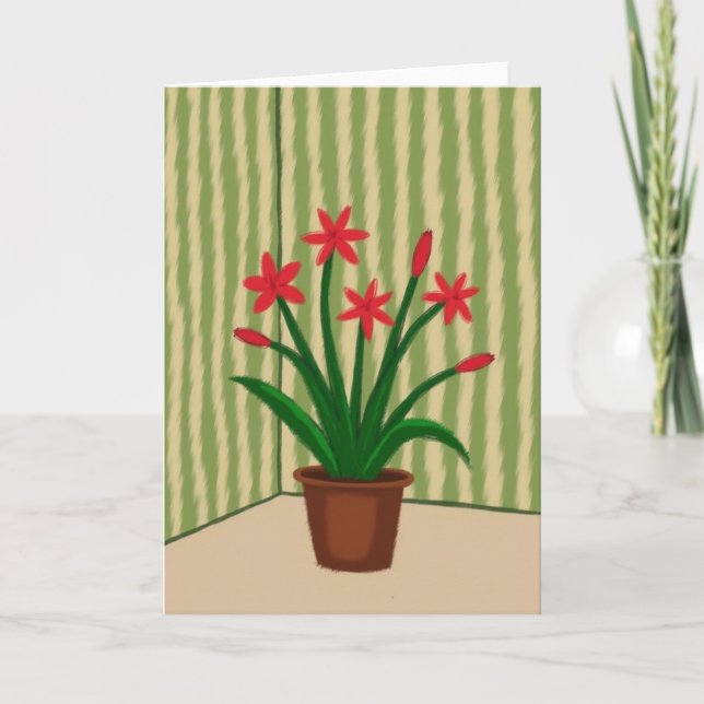 Carte de Fête des Mères avec Plante Florale (Devant)