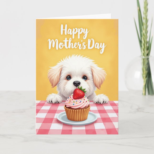Carte de fête des mères avec un chiot adorable (Devant)
