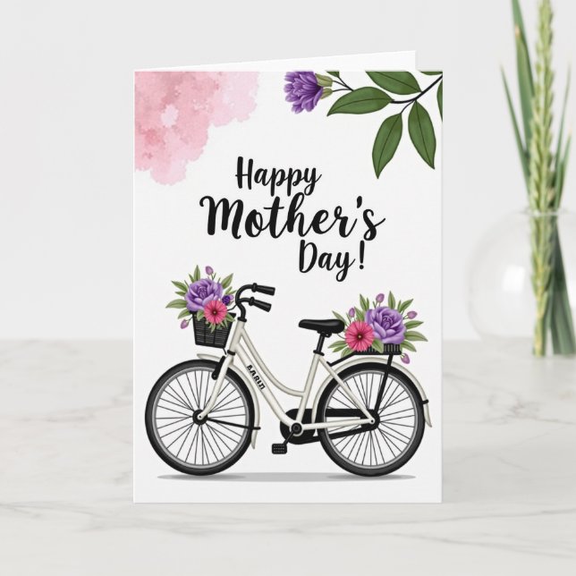 Carte de fête des mères avec vélo vintage (Devant)
