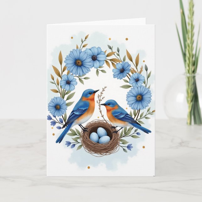Carte de Fête des Mères Azure Birds Nest (Devant)