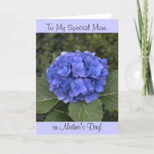 Carte de fête des mères Blue Hydrangea Flower
