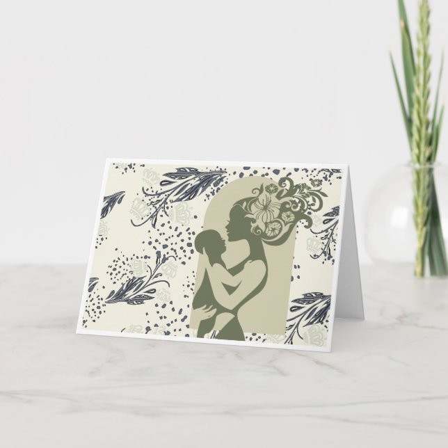 Carte de fête des mères Boho (verte) (Devant)