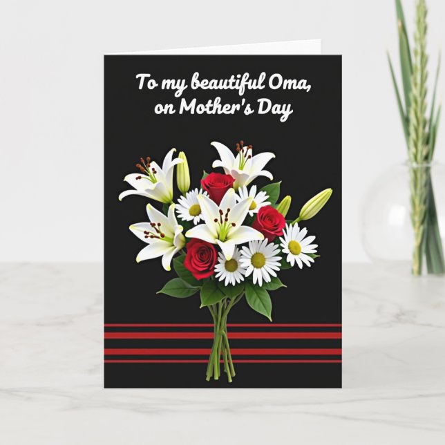 Carte de fête des mères Bouquet de lys (Devant)