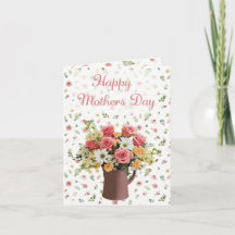 Carte de Fête des Mères Bouquet de Roses Élégant