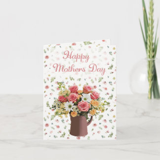 Carte de Fête des Mères Bouquet de Roses Élégant