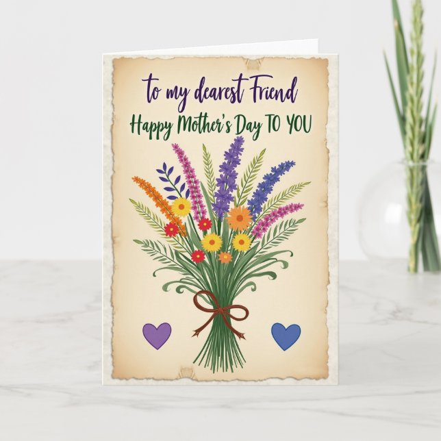 Carte de fête des mères Bouquet rustique (Devant)