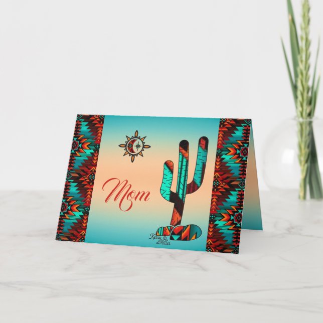 Carte de fête des mères Cactus et Soleil du Sud-Ou (Devant)