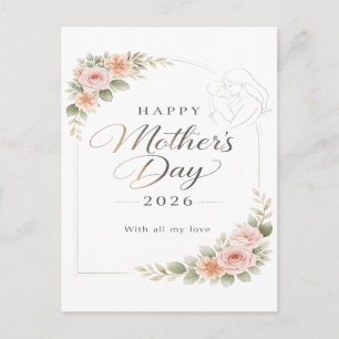 Carte de Fête des Mères — Cadre Floral "Joyeuse Fê