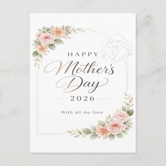 Carte de Fête des Mères — Cadre Floral "Joyeuse Fê (Devant)