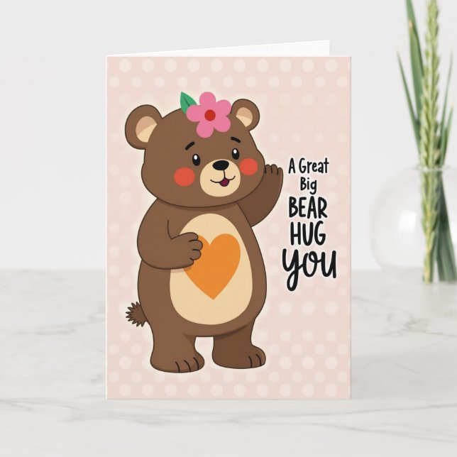 Carte de fête des mères Calin d'ours affectueux (Devant)