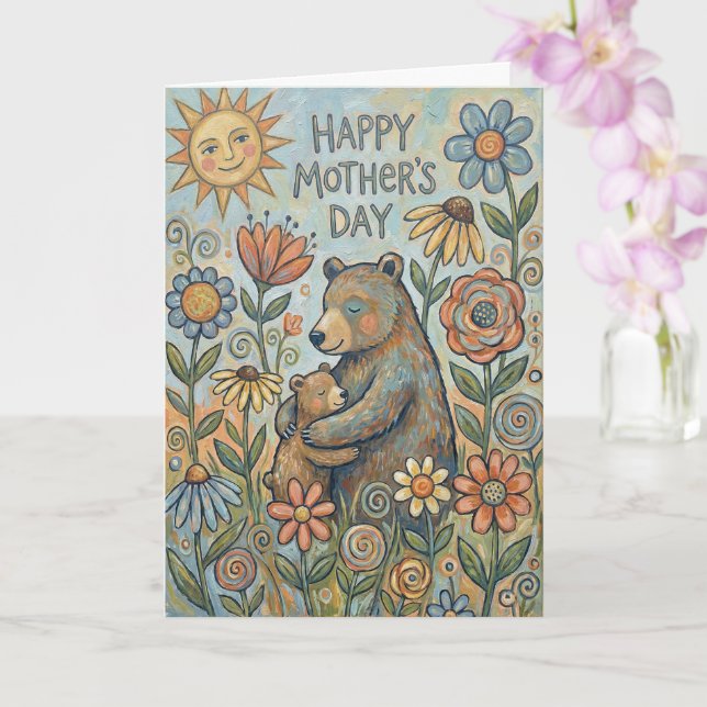 Carte de fête des mères "Câlins d'ours" (Orchidée)
