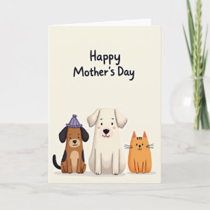 Carte de Fête des Mères Chaleureuse pour Animaux