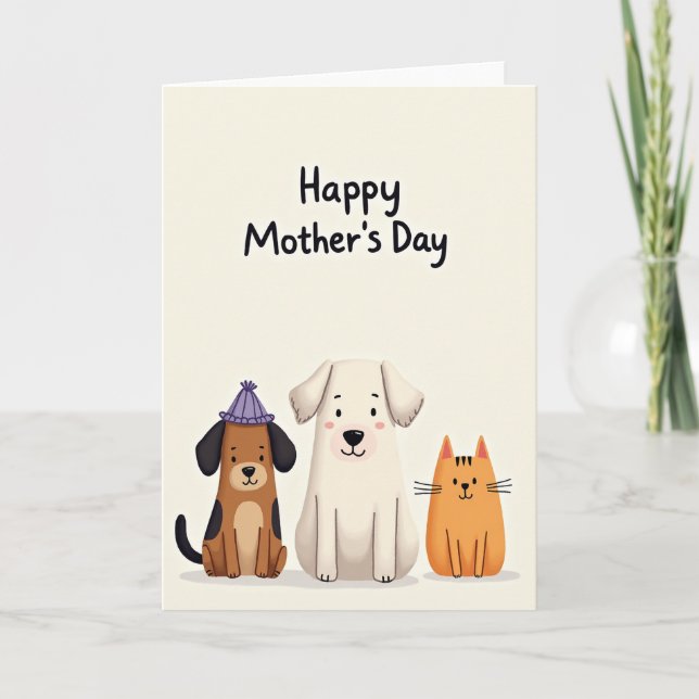 Carte de Fête des Mères Chaleureuse pour Animaux (Devant)