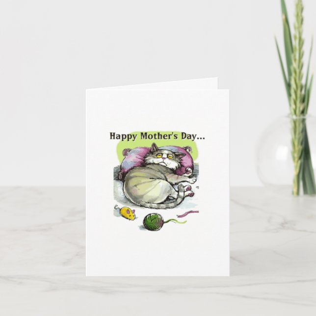 Carte de fête des mères - Chat endormi (Devant)