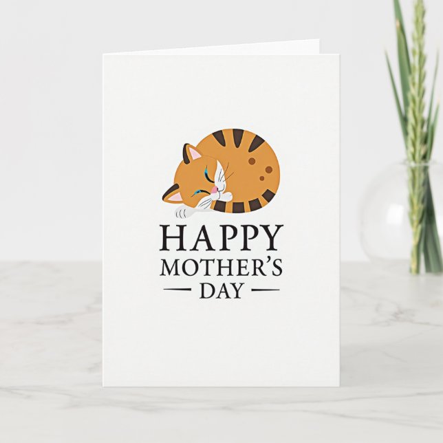 Carte de Fête des Mères Chat Endormi (Devant)