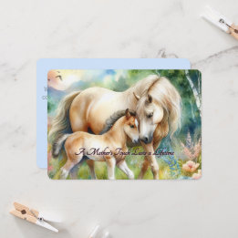 Carte de fête des mères Cheval et Poulain