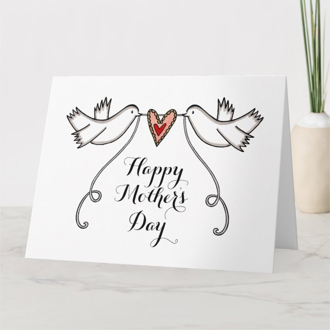 Carte de fête des mères colombes blanches personna (Devant)