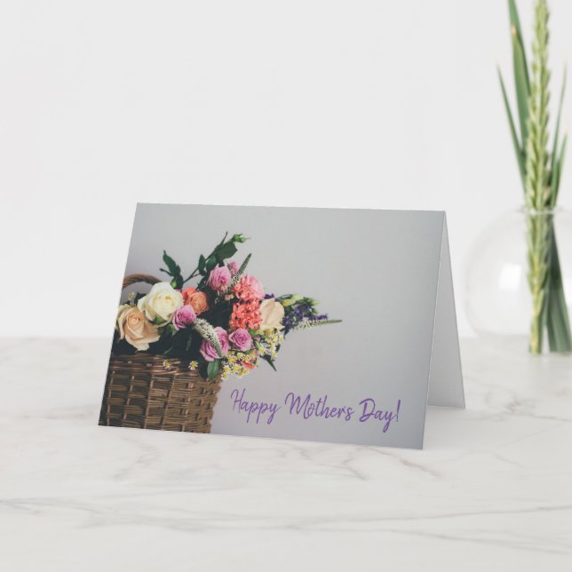 Carte de fête des mères Corbeille de fleurs (Devant)