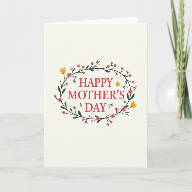 Carte de fête des mères Crimson Text Art (Devant)