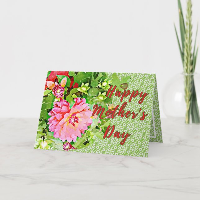 Carte de fête des mères Dahlias (Devant)