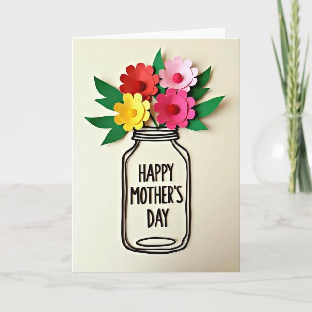Carte de Fête des Mères dans un pot adorable (Devant)