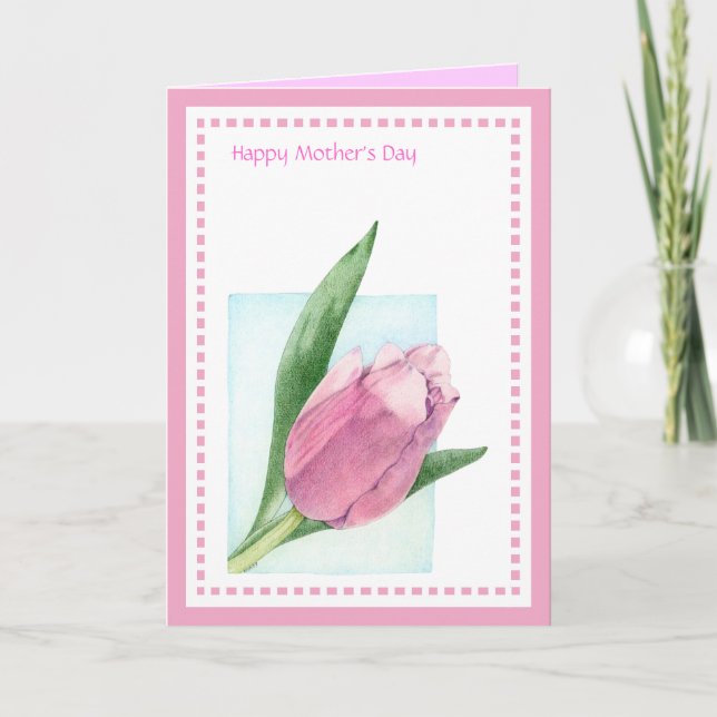 Carte de fête des mères de Tulipes roses (Devant)