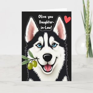Carte de fête des mères douce avec chien et olives