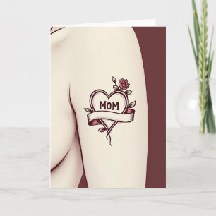 Carte de Fête des Mères Douce avec Tatouage Floral