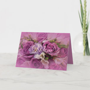 Carte de fête des mères du bouquet rose et violet 