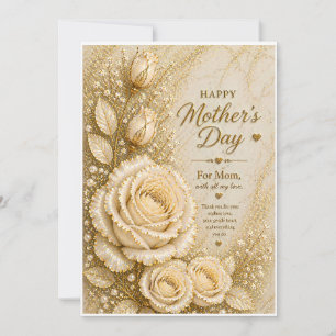 Carte de Fête des Mères Élégante Rose Crème Floral
