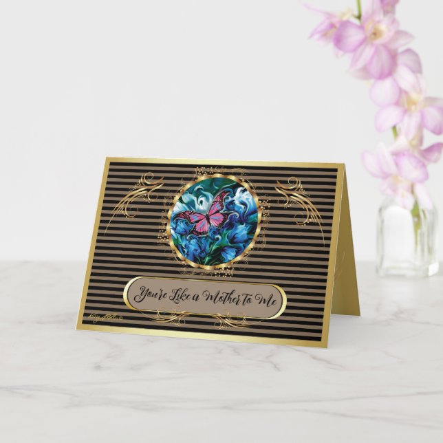 Carte de Fête des Mères Élégantes Fleurs Bleues &  (Orchidée)