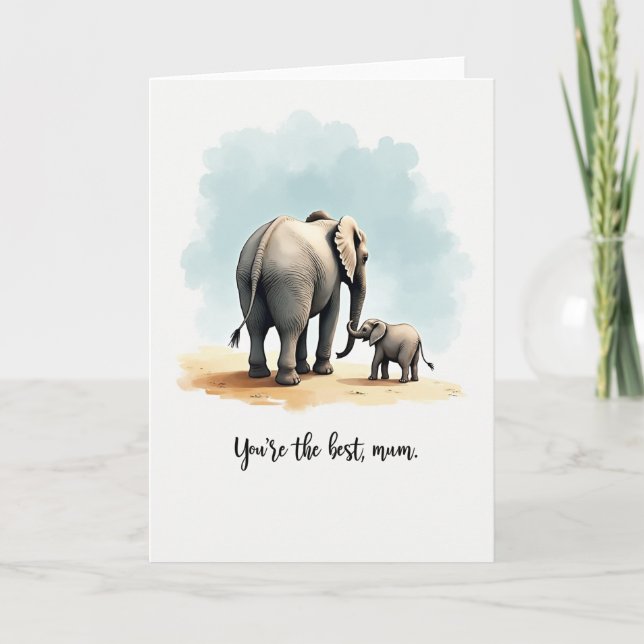 Carte de Fête des Mères Éléphants Gentilles (Devant)