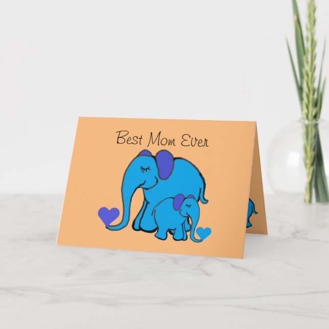 Carte de fête des mères Eléphants mignons personna (Devant)