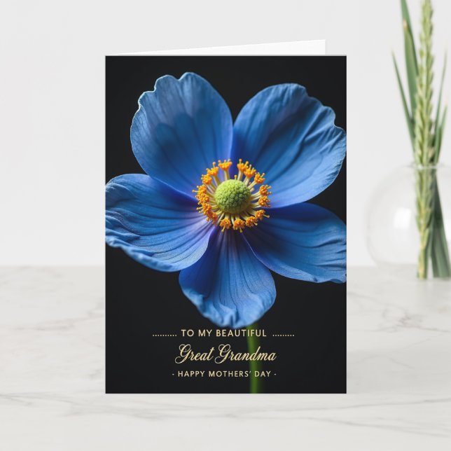 Carte de fête des mères en bleu velours (Devant)