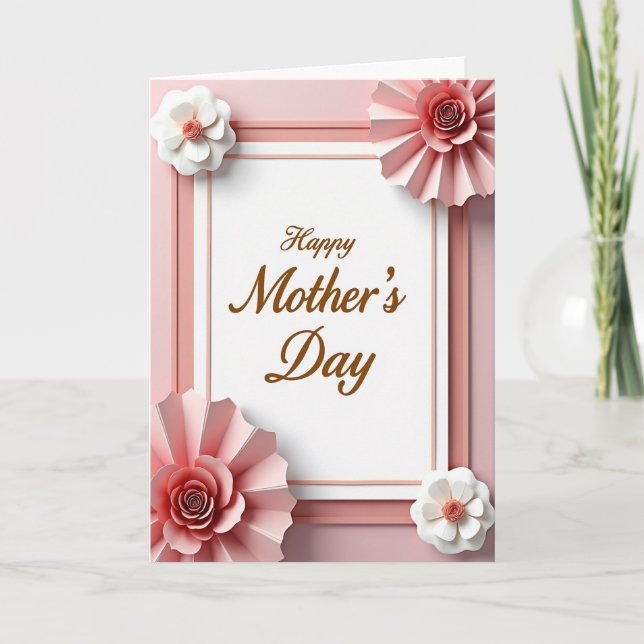 Carte de fête des mères en papier rose (Devant)