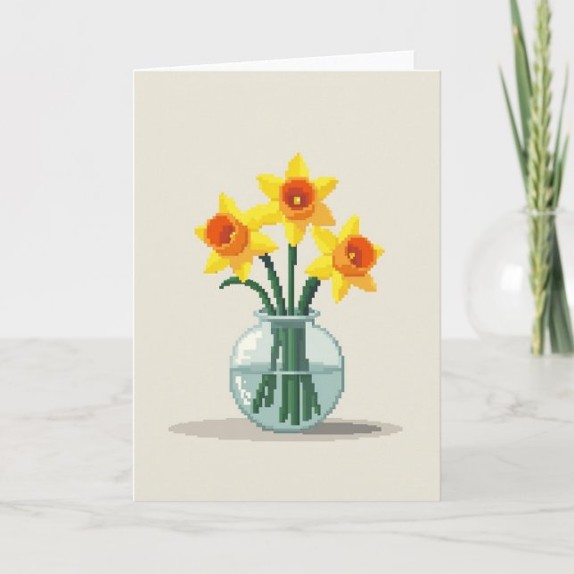 Carte de Fête des Mères en Pixel Art Floral (Devant)