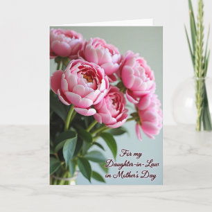 Carte de fête des mères fille à fleurs roses