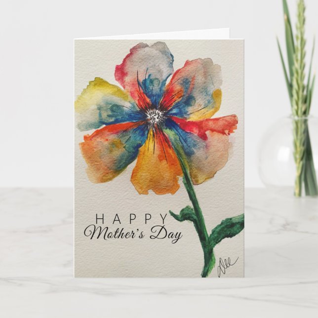 Carte de fête des mères Fleur abstraite Rainbow Br (Devant)