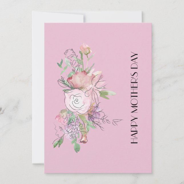 Carte de Fête des Mères Fleur Aquarelle Beau (Devant)