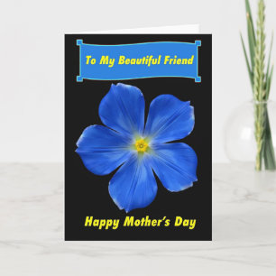Carte de Fête des Mères Fleur Bleue Vibrante