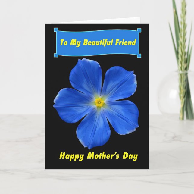 Carte de Fête des Mères Fleur Bleue Vibrante (Devant)