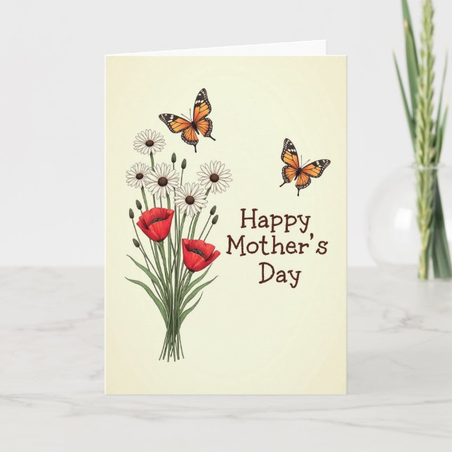 Carte de fête des mères Fleur écarlate (Devant)