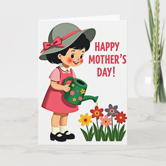 Carte de Fête des Mères Fleur Enfant Douce (Devant)