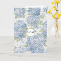 Carte de Fête des Mères Fleurie Hydrangea Bleue Ca