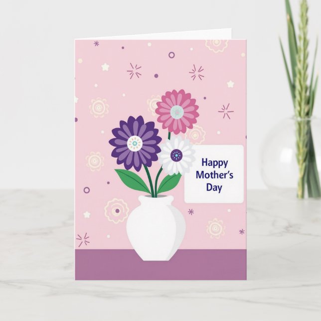Carte de Fête des Mères Fleurs à Points (Devant)