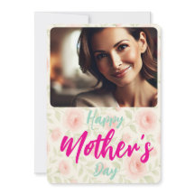Carte de Fête des Mères Fleurs avec Photo Personna